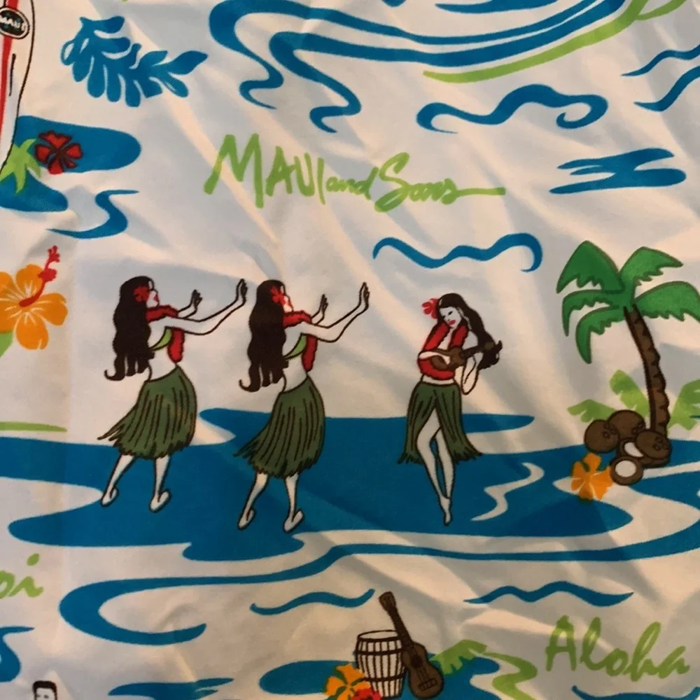 Maui & Sons Paradise Surf Up Hawaii Mens Swim Trunks shorts Hula Girl Dancers 36